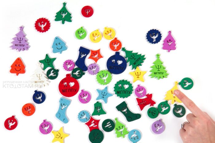 Набор ярких миниатюрных игрушек на елку в горшке, фетровые игрушки с логотипом