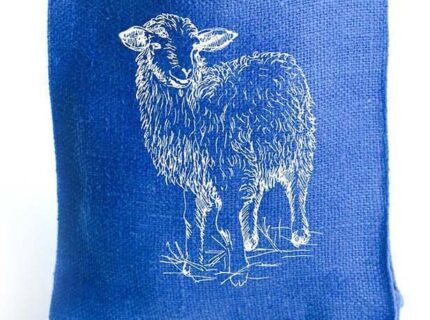 льняная подарочная сумка с рисунком "овечки", сувенир из войлока к году овцы