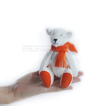 мишка тедди из фетра, мягкая игрушка из фетра, фетровый медведь в шарфике