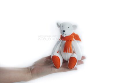 мишка тедди из фетра, мягкая игрушка из фетра, фетровый медведь в шарфике