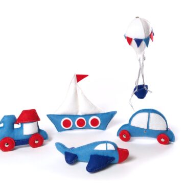 набор мягких игрушек на тему "транспорт", елочные игрушки из фетра ручной работы