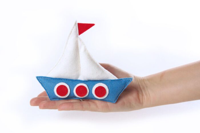 кораблик, парусник, набор мягких игрушек на тему "транспорт", елочные игрушки из фетра ручной работы