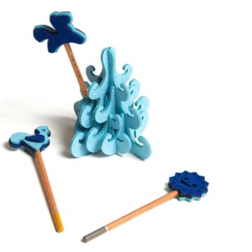 настольный сувенир "Елочка" с игрушками, елка карандашница, игрушки на карандаши