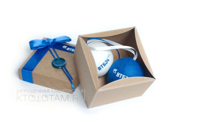 набор снежков в подарочной коробке, корпоративный подарок, войлочные шары с логотипом