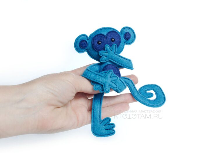 мягкая игрушка мартышка из фетра, фетровая обезьянка символ года, елочная игрушка из войлока, фетровая мартышка на заказ