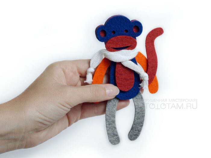 символ года обезьянка, новогодние сувениры 2016, обезьянка из фетра, новогодние игрушки из фетра ручной работы, игрушка обезьянка из фетра, фетровая обезьяна символ года