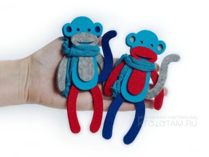 символ года обезьянка, новогодние сувениры 2016, обезьянка из фетра, новогодние игрушки из фетра ручной работы, игрушка обезьянка из фетра, фетровая обезьяна символ года