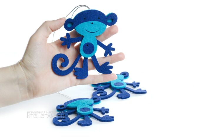 войлочная игрушка с логотипом, обезьянка сувенир из фетра, брендированные сувениры