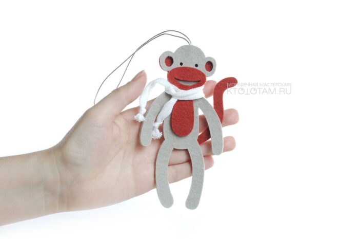 войлочная игрушка с логотипом, обезьянка сувенир из фетра, брендированные сувениры