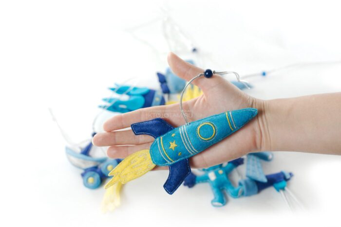 ракета, космические сувениры, сувенирный набор елочных игрушек на тему космос, сувениры из фетра ручной работы