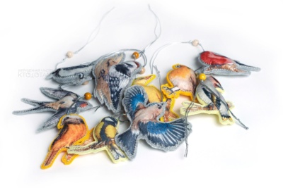набор птицы новогодние ёлочные игрушки из фетра, эко сувениры из фетра, эко сувениры с логотипом из фетра, экологические сувениры с логотипом на заказ