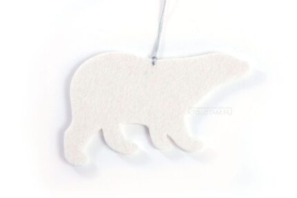 белый мишка из войлока, фетровый мишка, елочная игрушка медведь из листового войлока, фигурка медведь из фетра на заказ с логотипом
