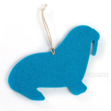 голубой морж из войлока, фетровый морж, елочная игрушка морж из листового войлока, фигурка морж из фетра на заказ с логотипом