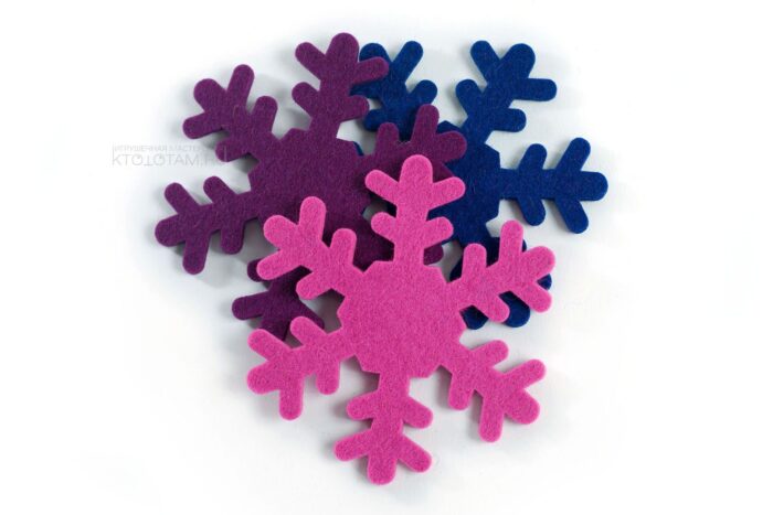 снежинка из войлока елочная игрушка, фетровая снежинка, елочная игрушка из листового войлока, фигурка из фетра на заказ с логотипом