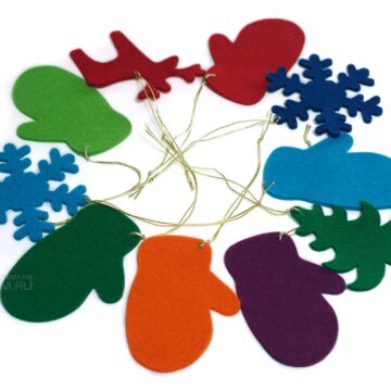 олень варежка снежинка ёлка из войлока с логотипом, елочная игрушка из листового войлока, фигурка из фетра на заказ с логотипом