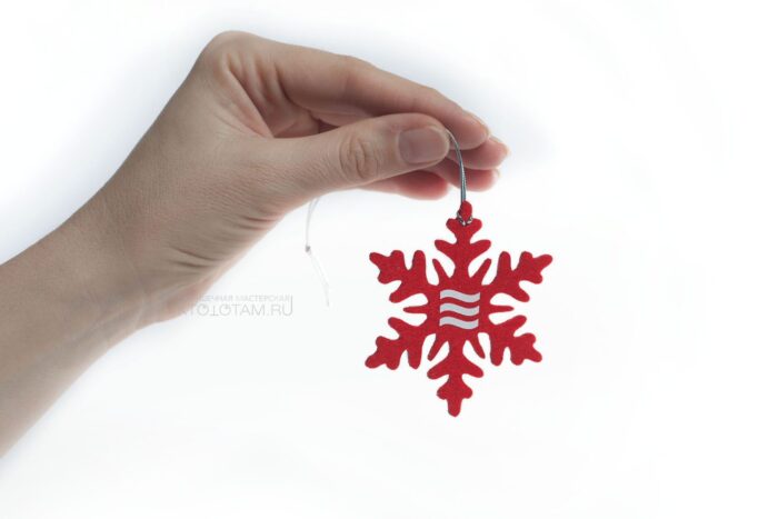 снежинка с логотипом, фетровая снежинка , елочная игрушка из листового войлока, фигурка из фетра на заказ с логотипом