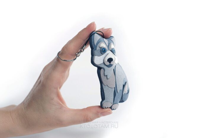 фетровая елочная игрушка собака хаска, сувениры символ года, год собаки символы сувениры, сувенир символ 2018 года, сувенир собака оптом, собака подарок из фетра с аппликацией