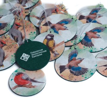 эко подарки из фетра елочная игрушка с рисунком акварельные птицы, фетровые эко ёлочные игрушки, персонаж на заказ из фетра с логотипом