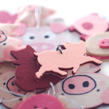 сувенир свинья символ года из фетра оптом, елочные игрушки из фетра оптом, сувенир свинья символ года оптом, новогодние сувениры 2019 год свиньи