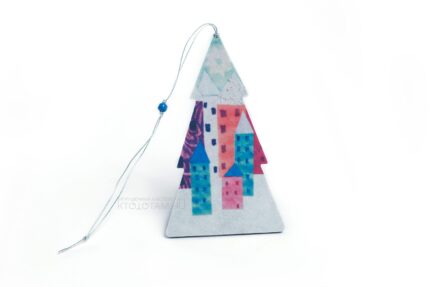 новогодний сувенир елка из фетра с рисунком по макету заказчика