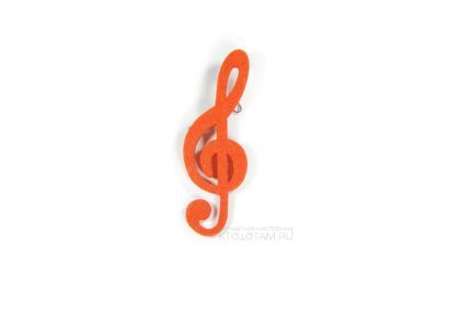 значок скрипичный ключ из фетра, производство фетровых промо сувениров на заказ