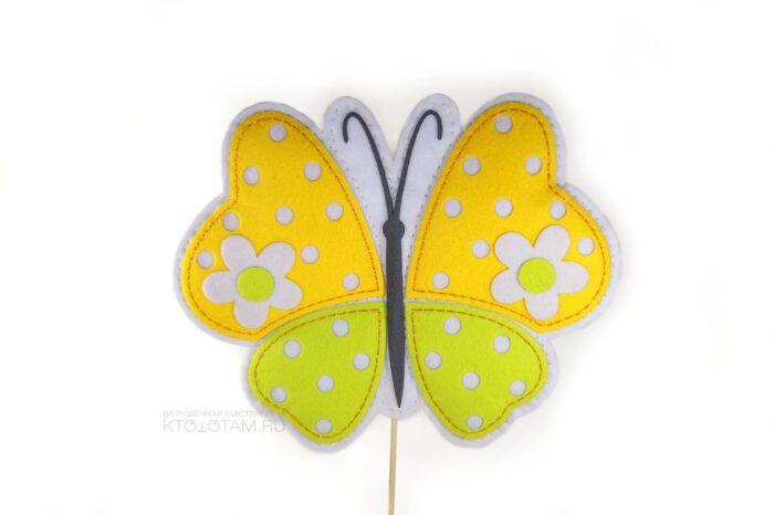 бабочка, большая мягкая игрушка персонаж для декора выставочного стенда из фетра с аппликацией с двух сторон