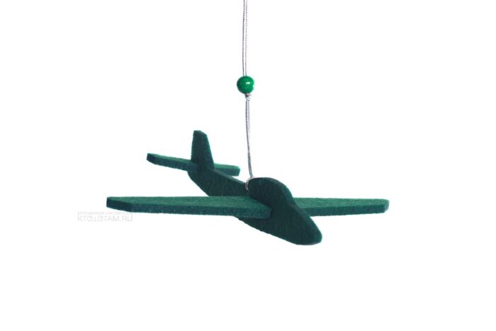 зелёный самолёт игрушки на ёлку из фетра в двух плоскостях на заказ оптом