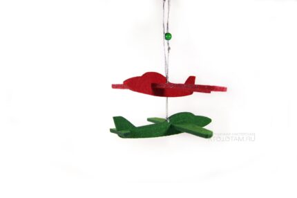 самолёты игрушки на ёлку из фетра в двух плоскостях на заказ оптом