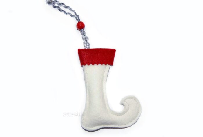 сувенир подарочный новогодний сапог из фетра с настоящим можжевельником