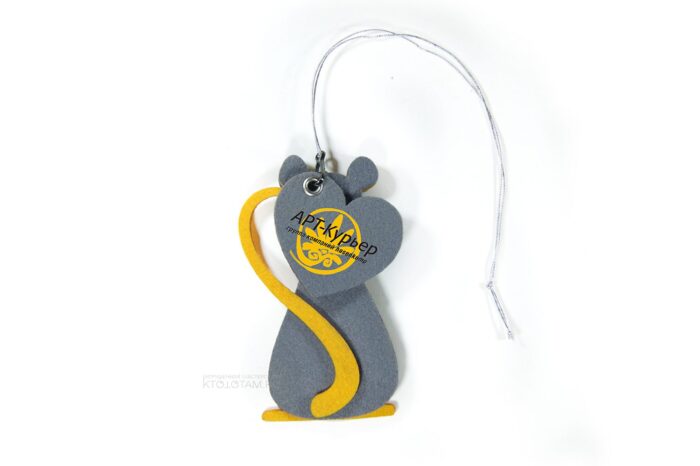 крыса игрушка на ёлку из фетра с сердцем и логотипом на заказ