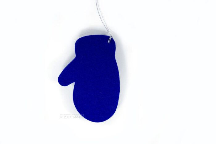 варежка ёлочная игрушка из синего войлока на заказ оптом