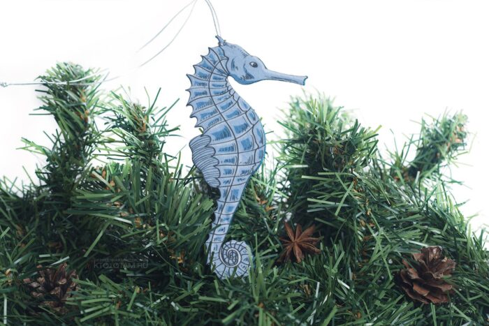 ёлочная игрушка морской конёк из фетра с запечаткой подарок на новый год оптом на заказ