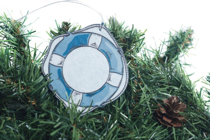 ёлочная игрушка спасательный круг из фетра с запечаткой подарок на новый год оптом на заказ