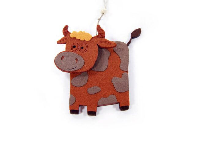 дизайнерские новогодние игрушки ручной работы символ года быка оптом с логотипом