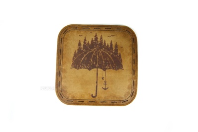 зонт подставка костер для стакана из натуральной кожи с гравировкой на заказ