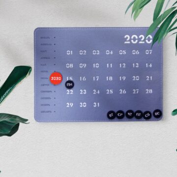 вечный магнитный календарь из фетра серый
