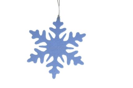 снежинка голубая ёлочная игрушка из фетра корпоративный сувенир с логотипом