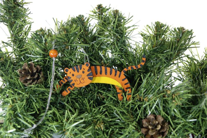 Тигр новогодние подарки символы года ёлочные игрушки с логотипом на заказ из фетра