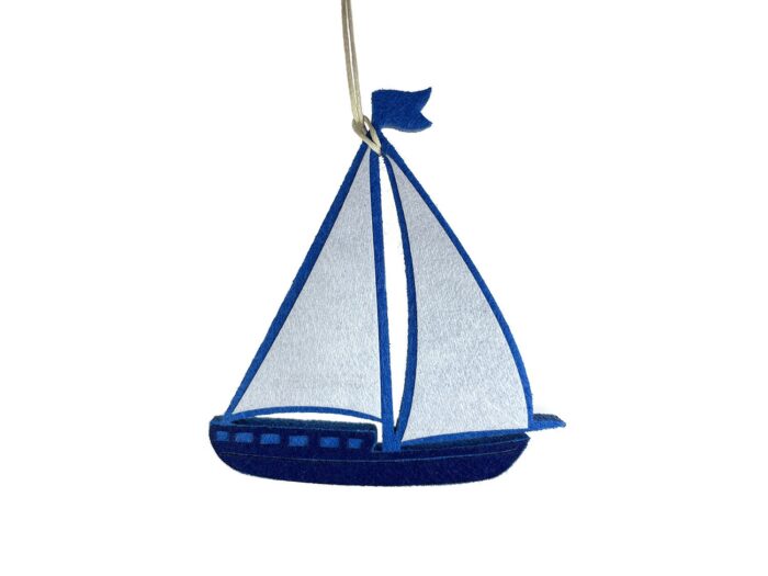 кораблик морские ёлочные игрушки из переработанного фетра на заказ