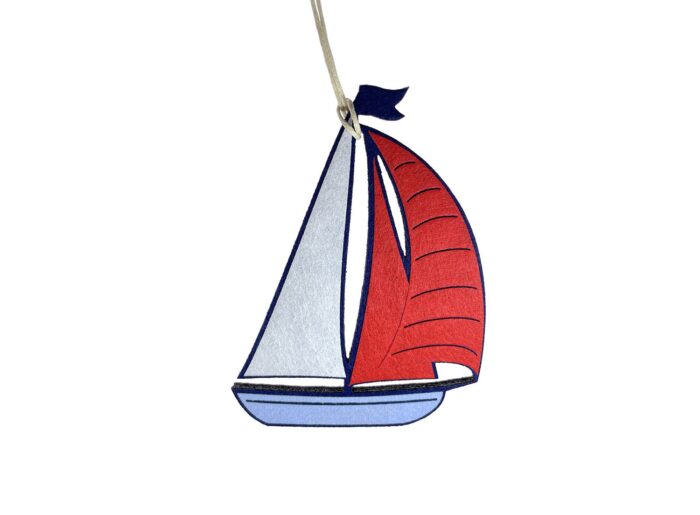 кораблик морские ёлочные игрушки из переработанного фетра на заказ