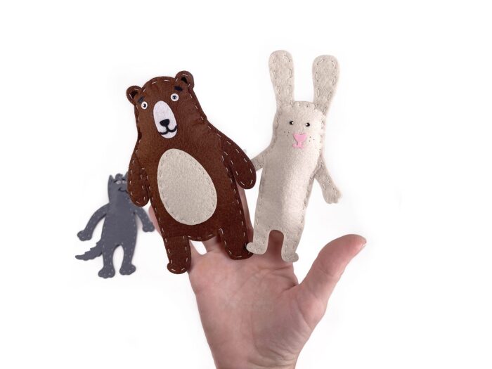 пальчиковые игрушки из фетра медведь и заяц
