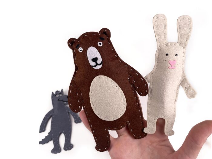 пальчиковые игрушки из фетра медведь и заяц