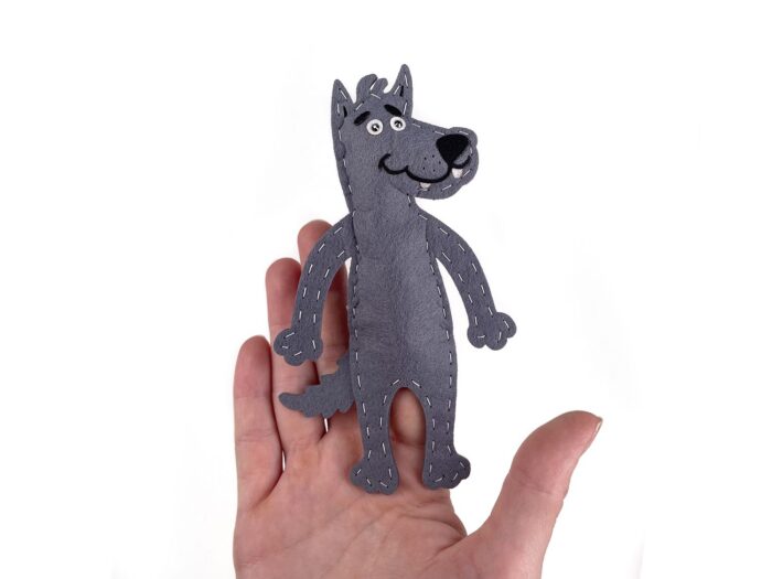 пальчиковые игрушки из фетра волк
