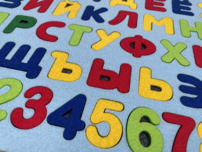 Азбука русский алфавит вкладыш из фетра голубая, азбука на планшете, буквы из фетра, обучающая игра, подарок для мальчика или девочки, развивающие игры для детей из фетра, пазлы вкладыши