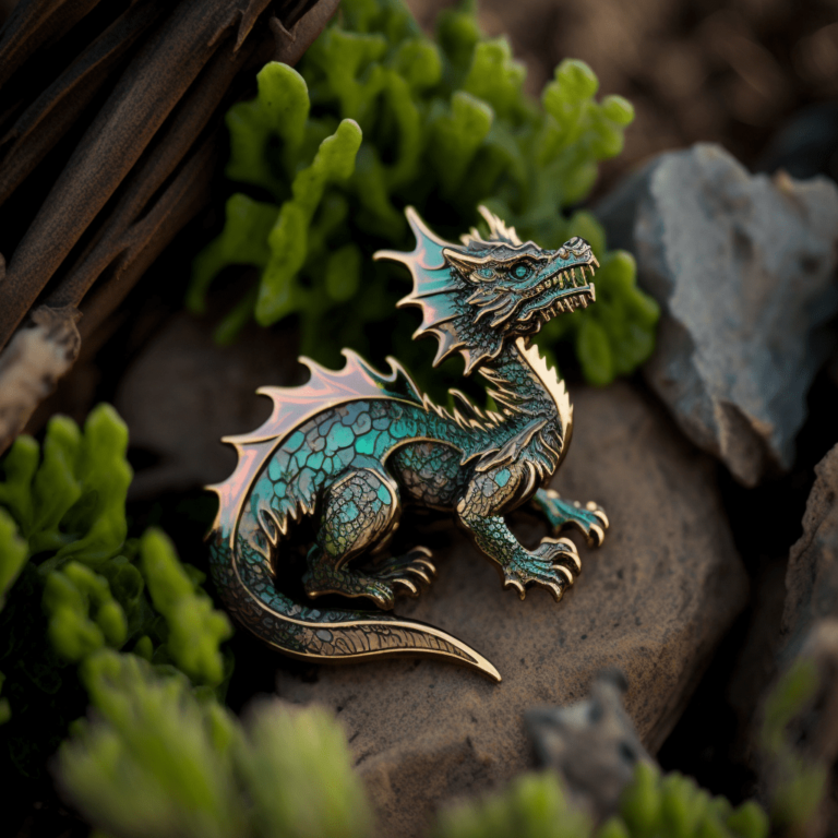 дракон символ года концепт сувенирного значка из металла
