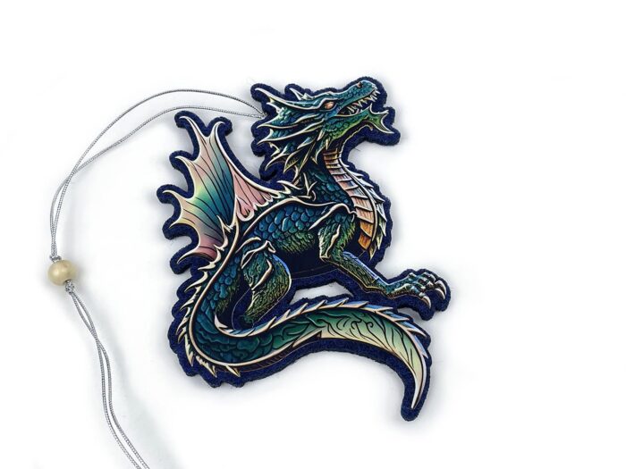 перламутровый дракон, елочная игрушка с логотипом из фетра, корпоративные подарки с символом года