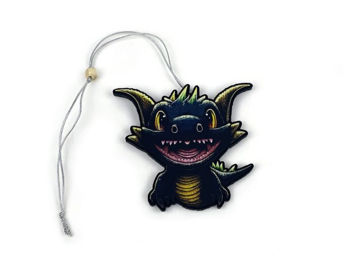 улыбающийся дракон, фигурка елочная игрушка из фетра, необычные корпоративные подарки на заказ с логотипом