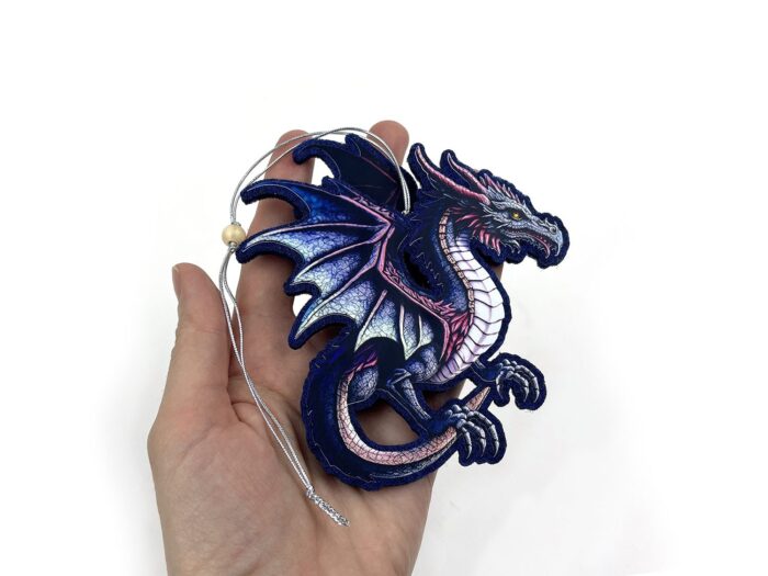 крылатый дракон, елочная игрушка из фетра, необычные корпоративные подарки на заказ с логотипом