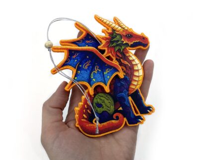 сувенир оранжевый дракон с крыльями ёлочная игрушка из фетра, корпоративные подарки на заказ с логотипом