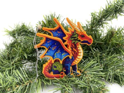 сувенир оранжевый дракон с крыльями ёлочная игрушка из фетра, корпоративные подарки на заказ с логотипом